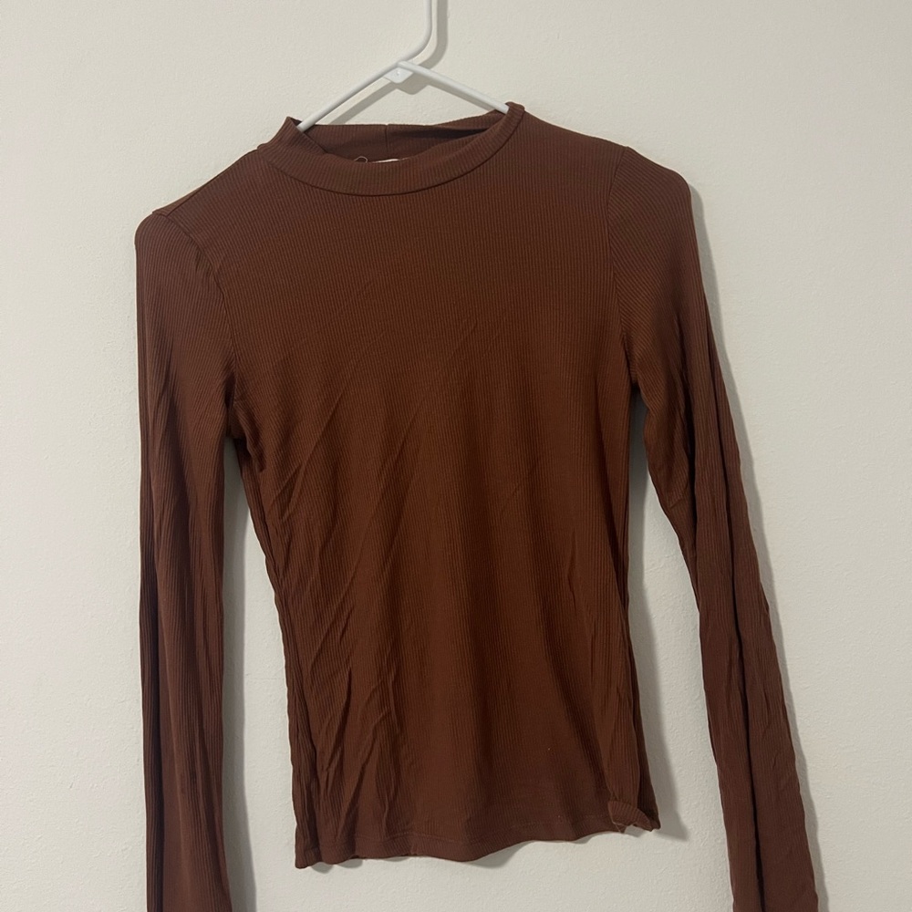 Timing Chocolate Ribbed Knit Top